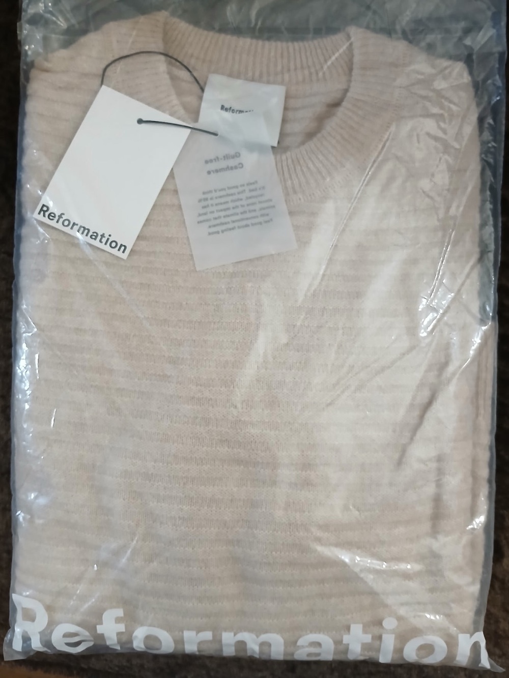 REFORMATION Cashmere Boyfriend Sweater Textured Wheat Sz: XS Orig: $218
